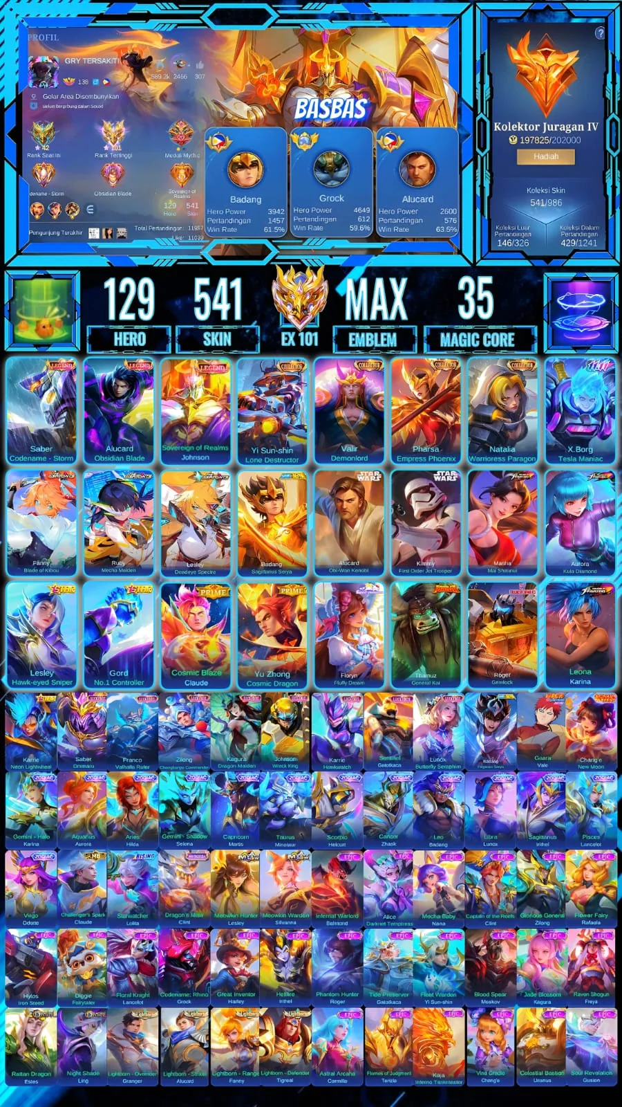 3 Legend | Juragan IV Collector Mobile Legends account