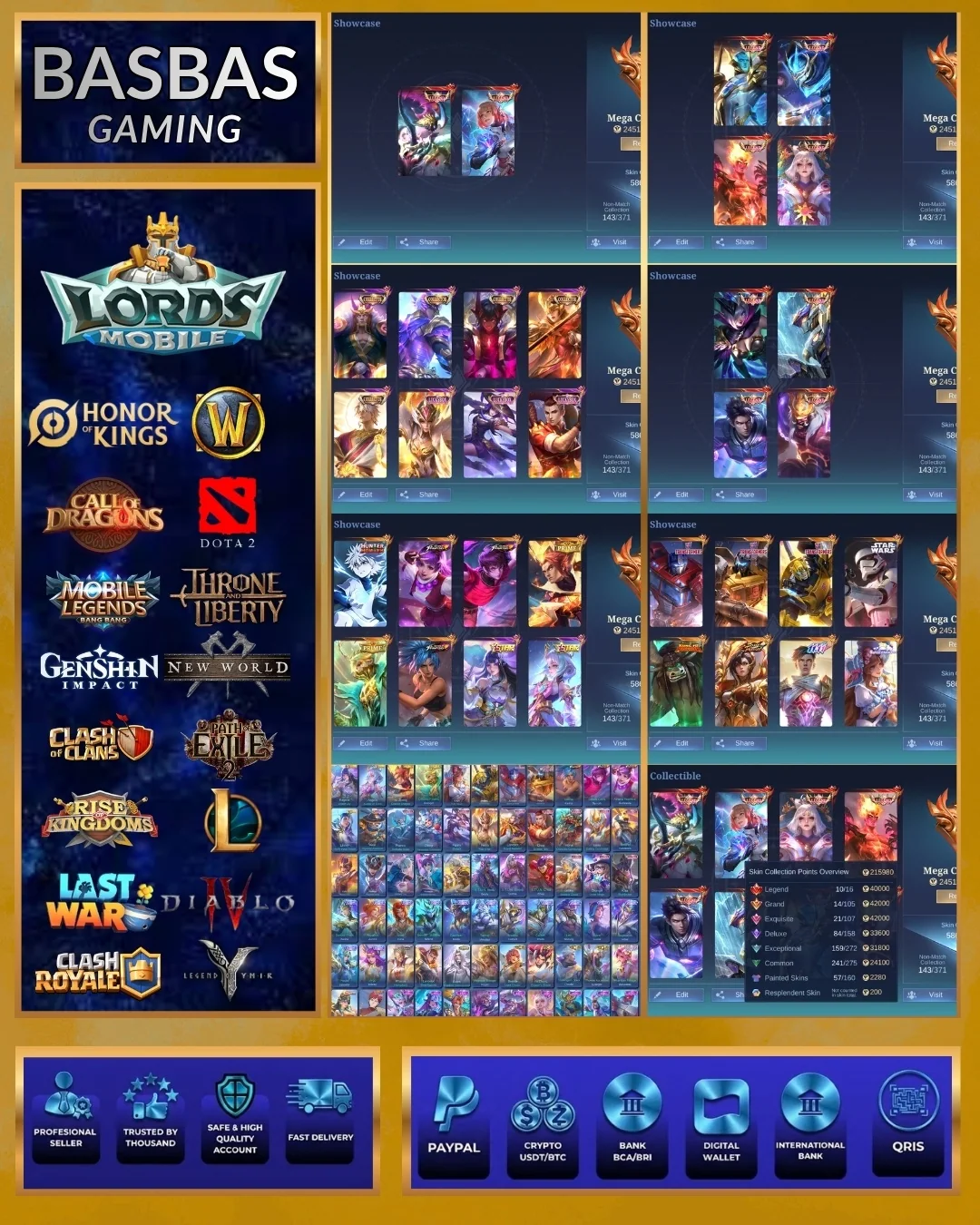 10 Legend | Mega Collector Mobile Legends account